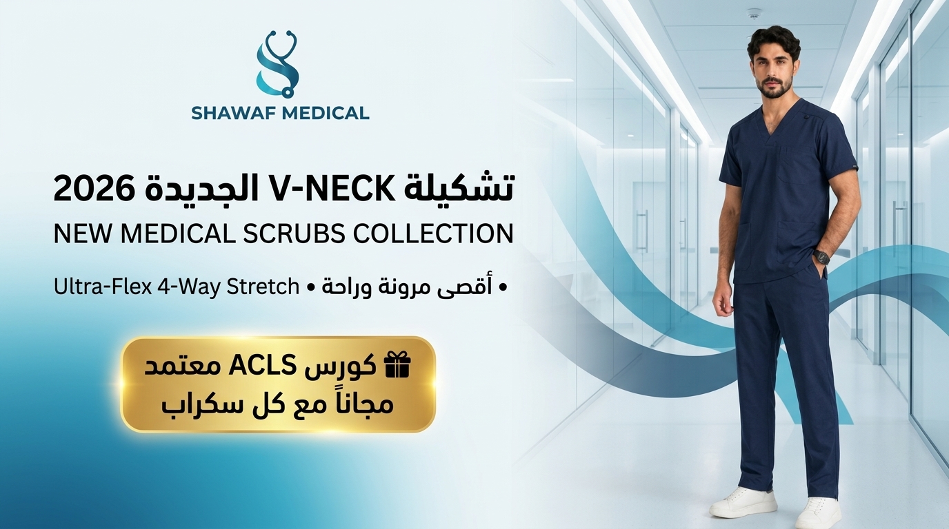 Shawaf Medical - سكراب V-Neck إصدار 2026 وكورس ACLS هدية